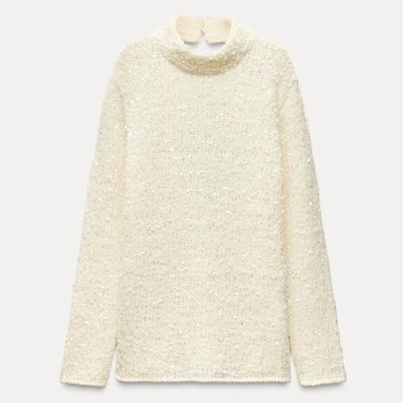 NWT ZARA SEQUINED KNIT SWEATER - Picture 1 of 9